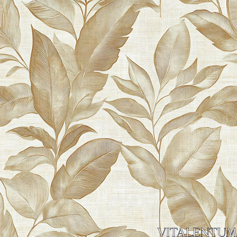 Decorative Beige and Brown Leaf Pattern AI Image