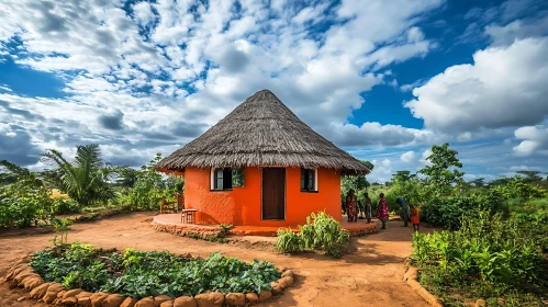 Picturesque Thatched Hut in Rural Setting