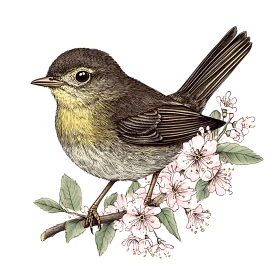 Bird and Floral Branch Artwork