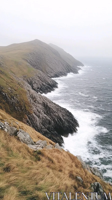 AI ART Rugged Coastline with Ocean Waves