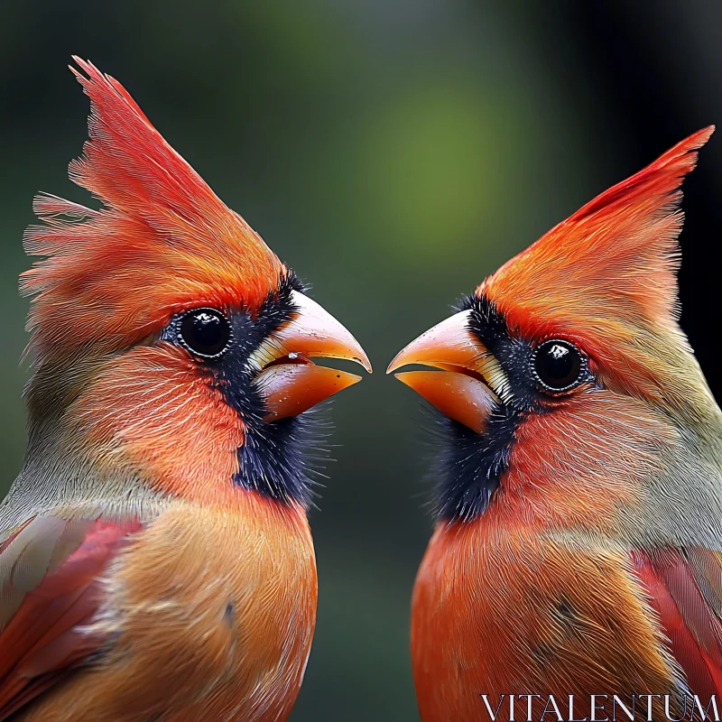 Pair of Northern Cardinals Portrait AI Image