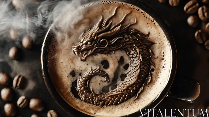 AI ART Coffee Cup with Dragon Latte Art