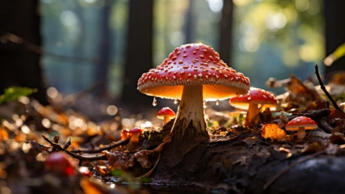 Enchanting Forest Mushrooms in Autumnal Light