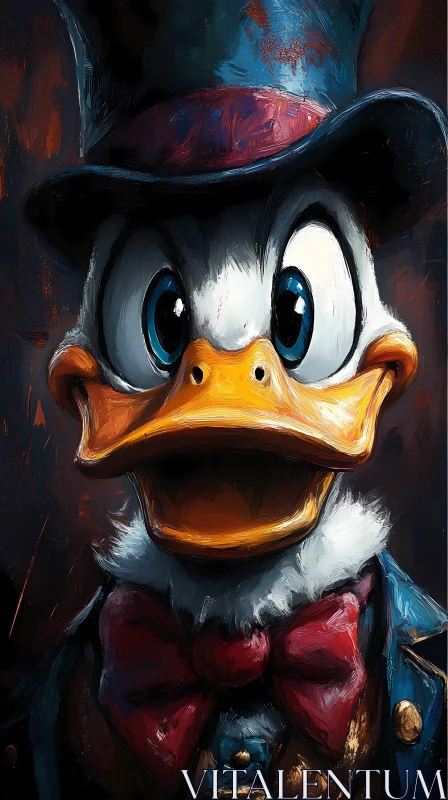 Charming Duck in Classic Attire AI Image