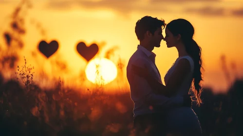 Silhouette of Couple at Sunset