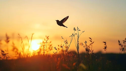 Sunset Bird Flight