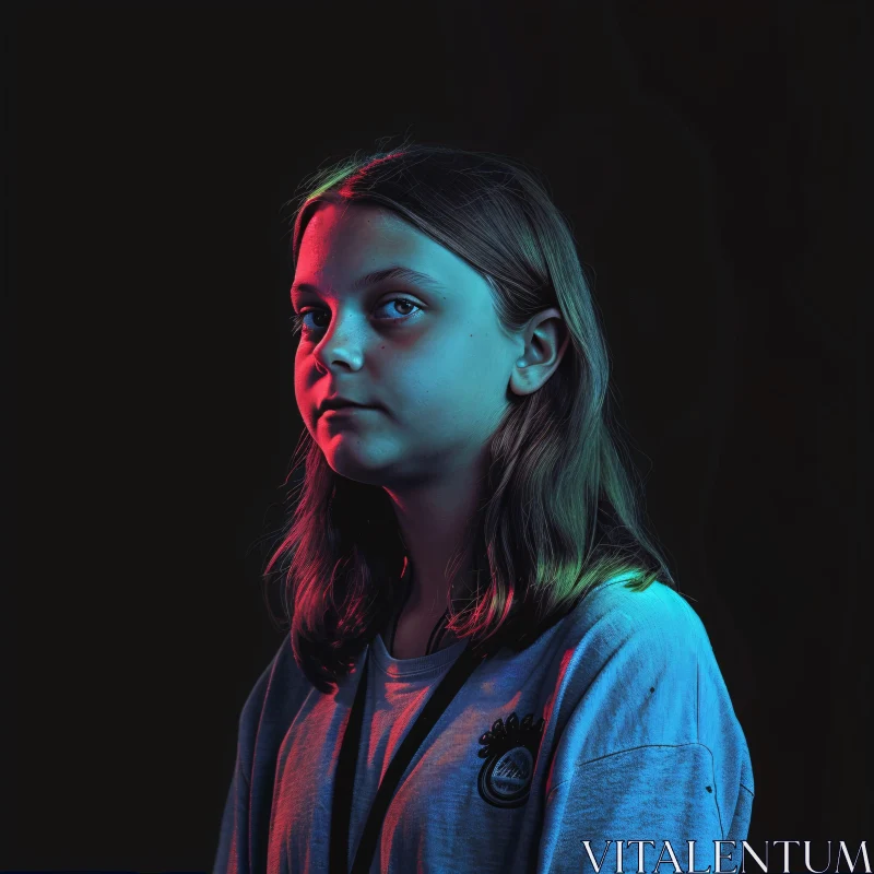 AI ART Greta Thunberg Colorful Studio Portrait