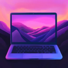 Modern Abstract Laptop with Purple Gradient Background