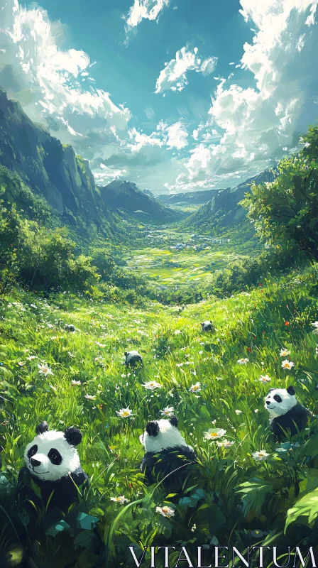 Serene Panda Valley Landscape AI Image