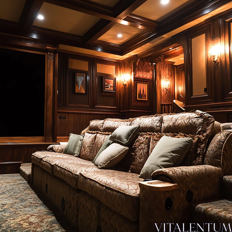 Exquisite Home Theater Interior Design AI Image