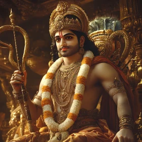 Indian God with Crown and Jewelry