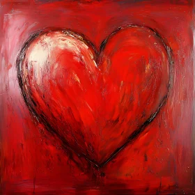 Scarlet Heart: An Oil Painting of Love