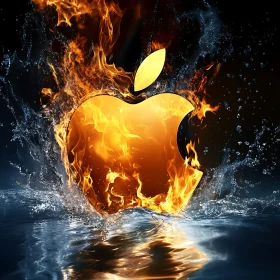 Burning Golden Logo With Water Effect