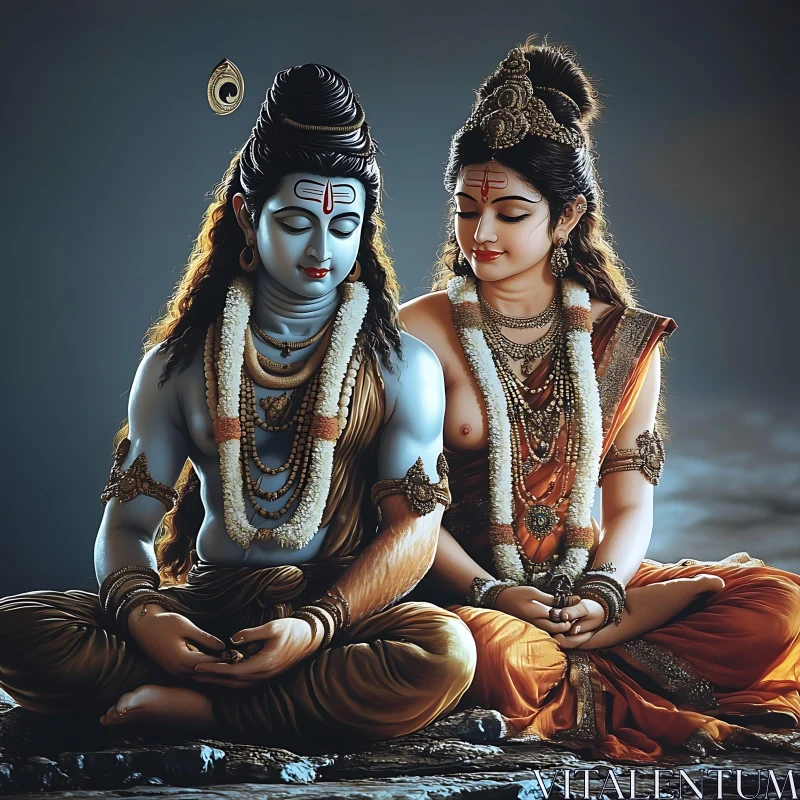 Divine Meditation: A Peaceful Hindu Art AI Image