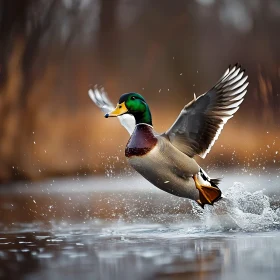 Duck Leaping from Water Surface