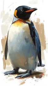 Penguin Art in Brush Strokes