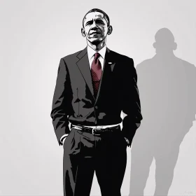 Vector Style Art of Barack Obama in Suit