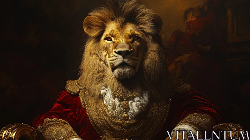 AI ART Regal Lion in Royal Attire