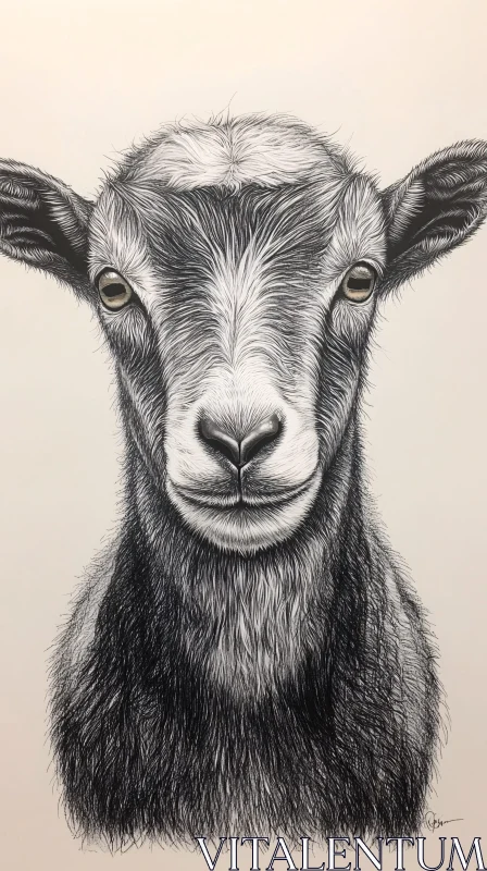 Monochrome Goat Artwork AI Image