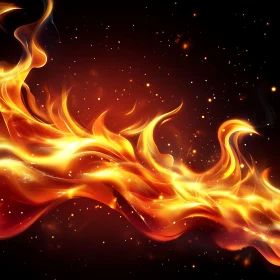Dynamic Flames Against Dark Background