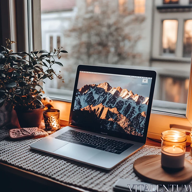 Warm and Inviting Indoor Workspace Setup AI Image