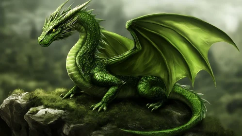 Resting Green Dragon Illustration