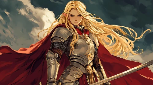 Blond Elf Warrior with Sword