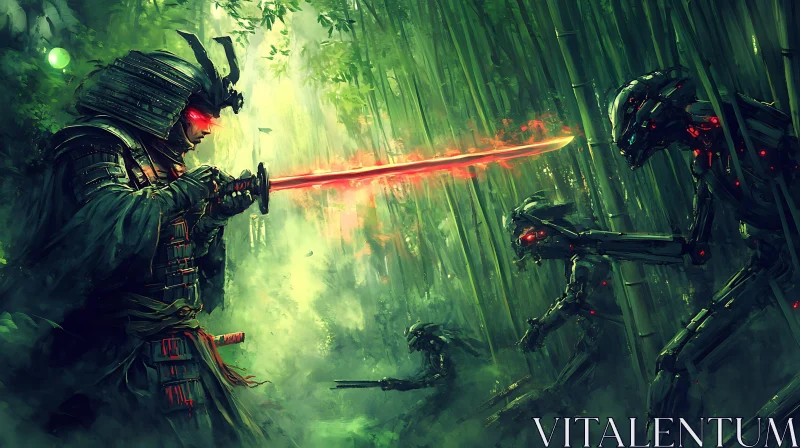 AI ART Futuristic Samurai Battle