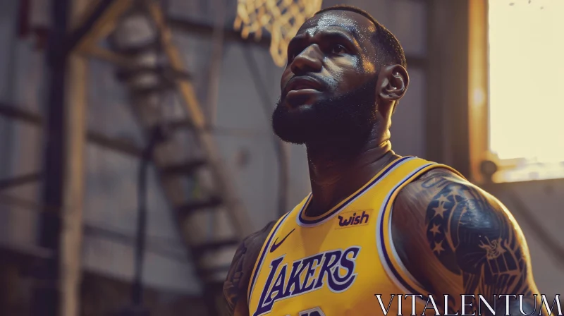 AI ART LeBron James on the Basketball Court