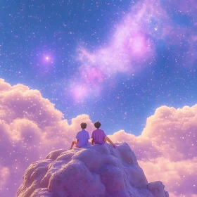 Contemplation under a Starry Dreamscape