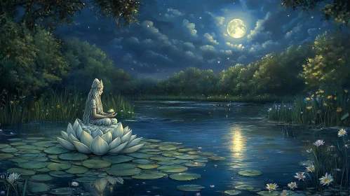 Moonlit Meditation on the Lake