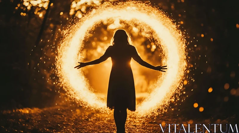 AI ART Silhouette Woman in Magic Circle