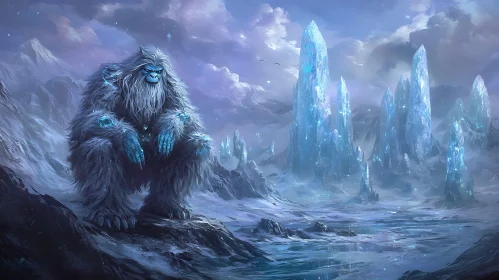 Icy Yeti Illustration in Winter Wonderland