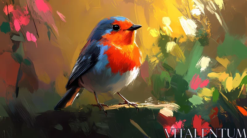 Vivid Bird Painting in Nature AI Image