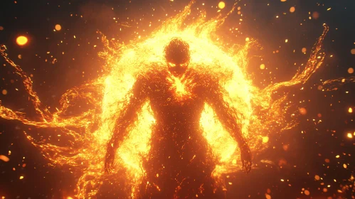 Fiery Entity Emanates Powerful Energy