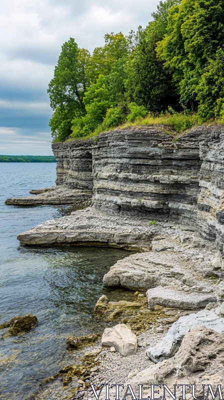 AI ART Rugged Cliffs and Tranquil Lake