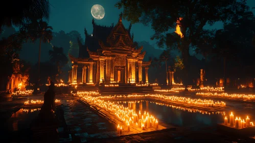 Candlelit Temple at Night