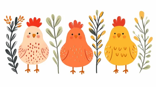 Playful Chicken Art with Plants