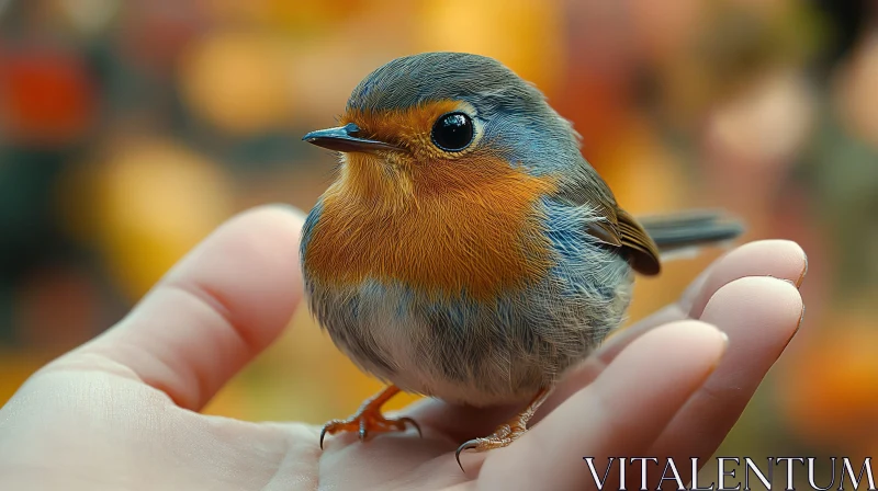 Tiny Robin in Gentle Hand AI Image