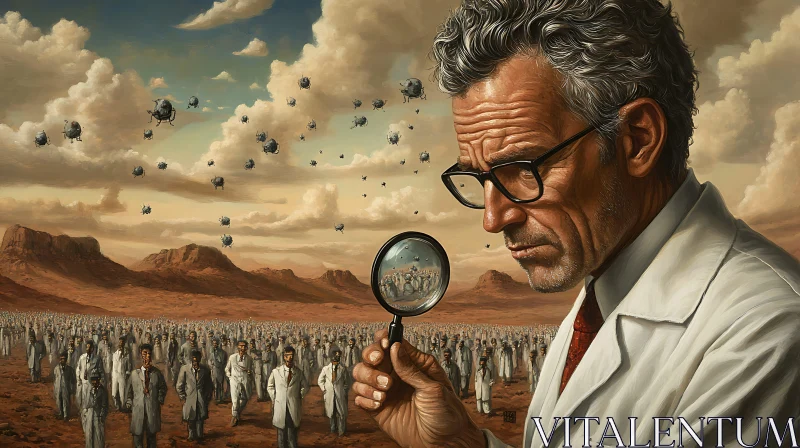 AI ART Scientist Examines Crowd