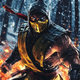 Ninja Warrior in Fiery Combat