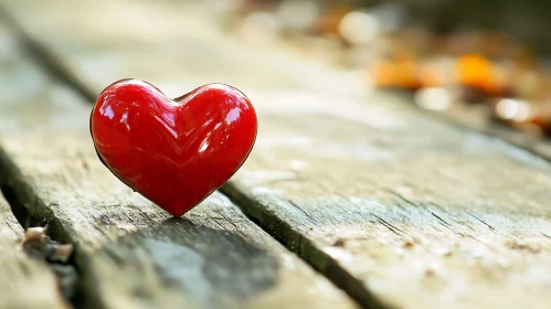 Heart Resting on Wooden Planks