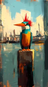 Colorful Abstract Bird in Harbor