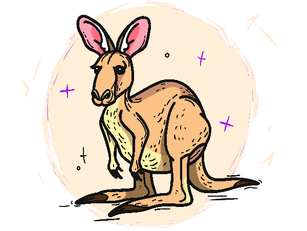 Stylized Cartoon Kangaroo T-Shirt Design POD Design