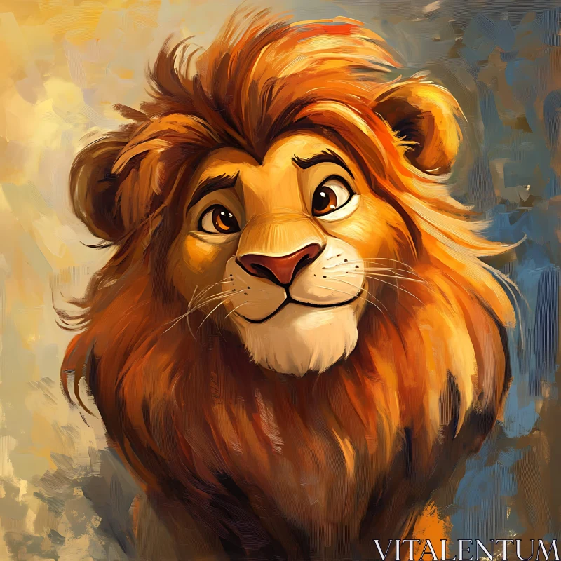 Gentle Lion Illustration AI Image