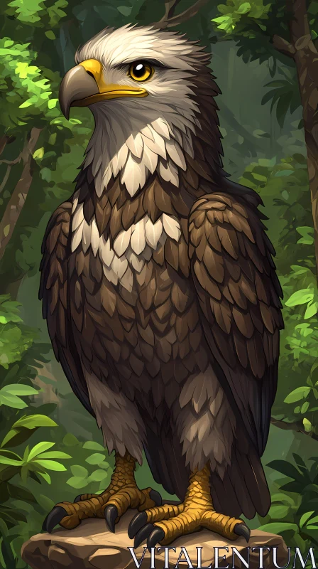 Eagle Perched in Nature AI Image