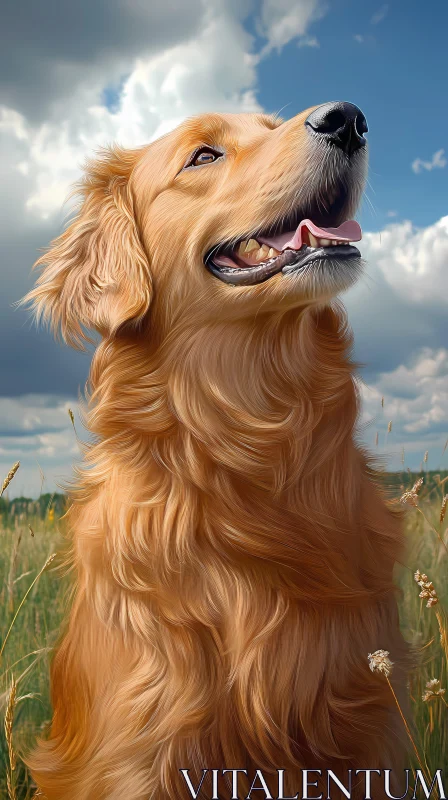 Serene Golden Retriever Outdoor AI Image