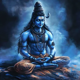 Peaceful Deity in Yoga Position Artwork