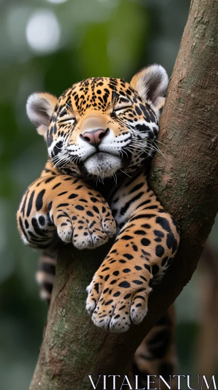 Serene Leopard in Tree AI Image