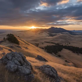 Golden Sunset on Rolling Hills